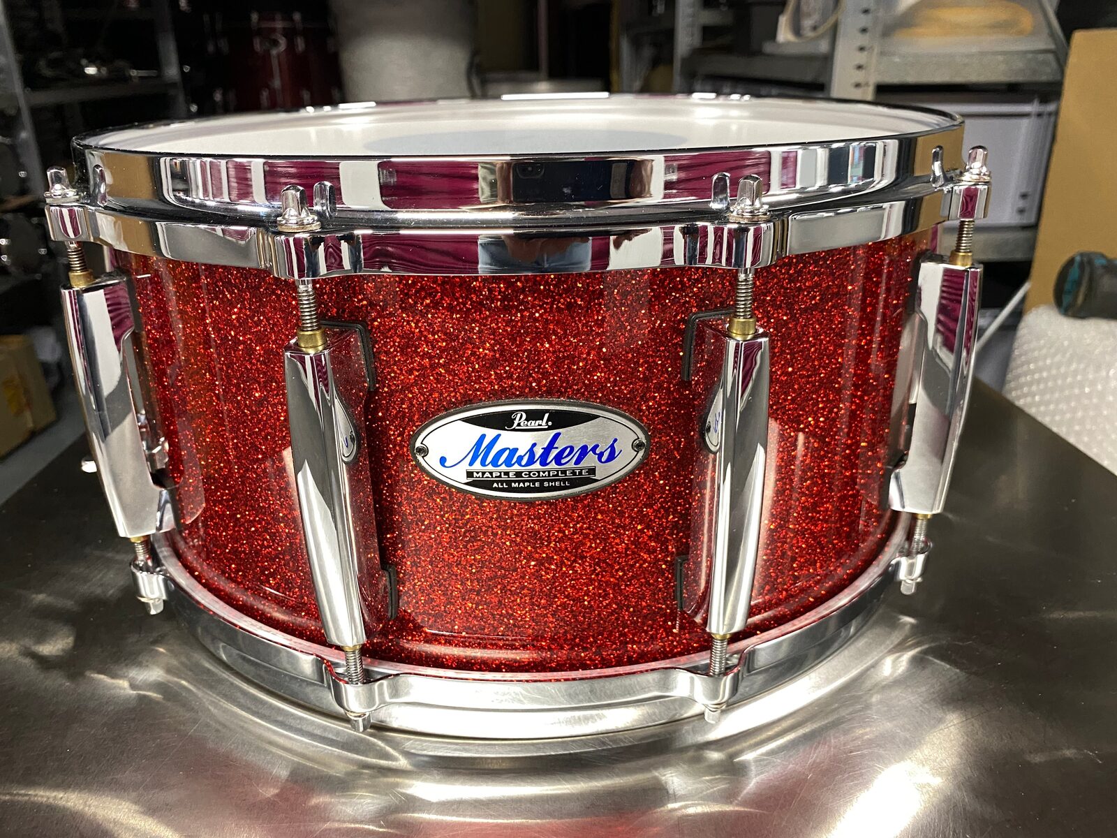 Pearl MCT-1465 Masters maple complete snare 14x6.5 inch #Vermilion sparkle